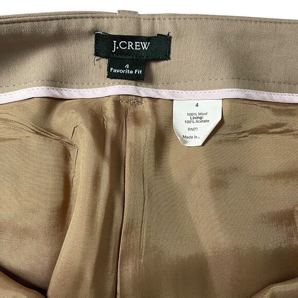 J. Crew Women's 100% Wool Trouser Pants Classic SZ 4 Favorite Fit Tan Work Wear - Picture 13 of 14